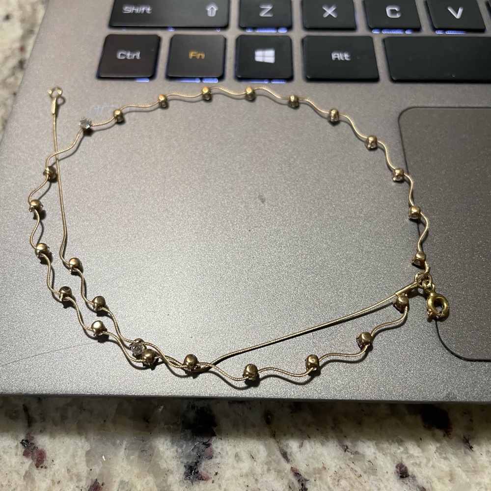 14 karat yellow, gold CZ stone necklace lightweight